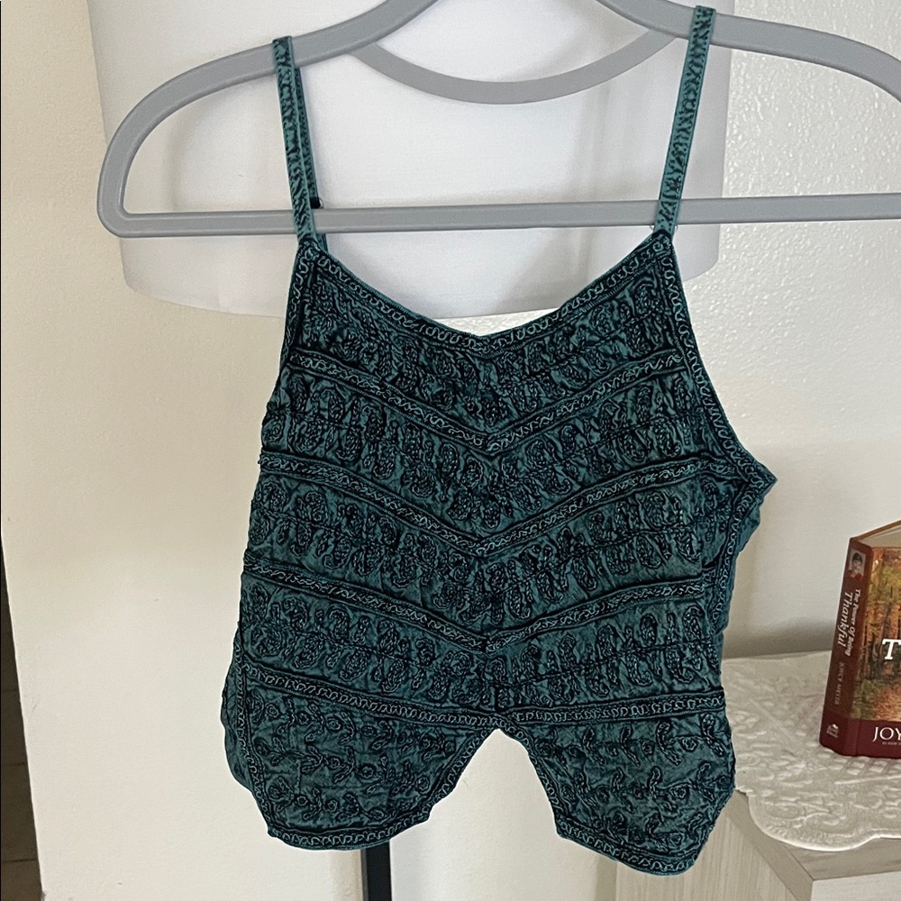 Teal Paisley Print Spaghetti Strap Tank Top